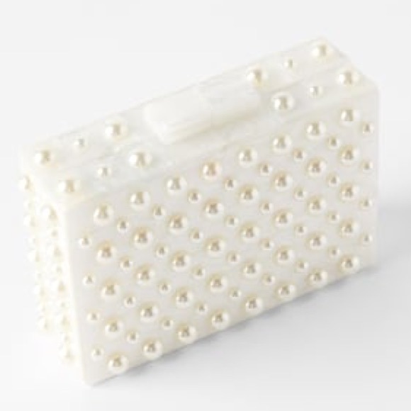 Zara Handbags - ZARA Pearl Box Clutch/Handbag